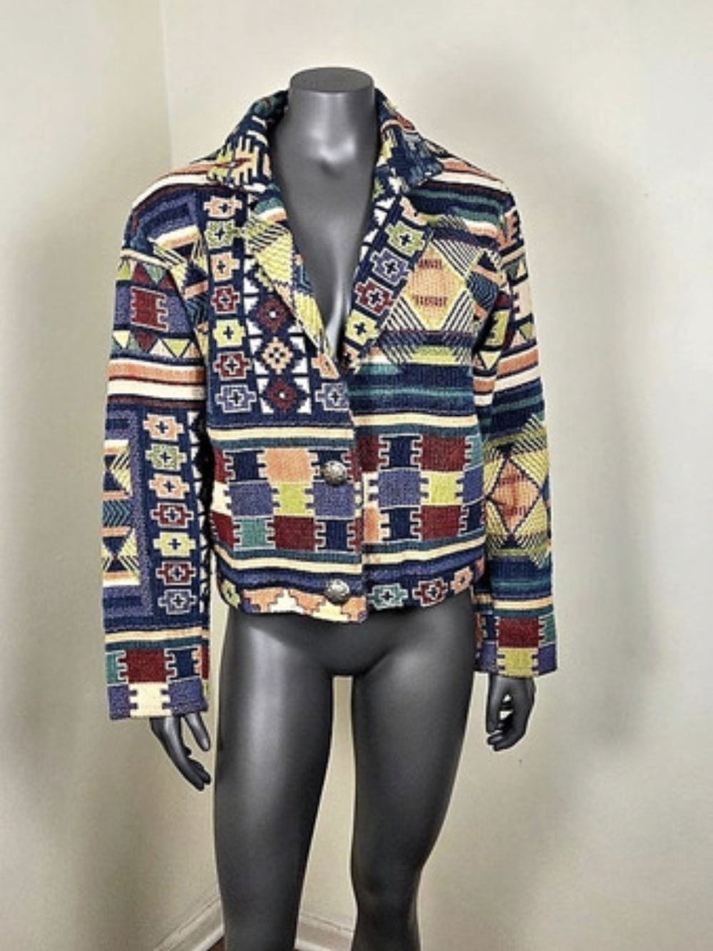 Vintage Painted Pony Tapestry Jacket Southwestern Concho Cotton S